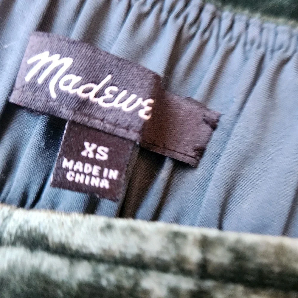 MADEWELL Women's Green Velvet Huston Pull On Wide‎ Leg Crop Pants Size XS